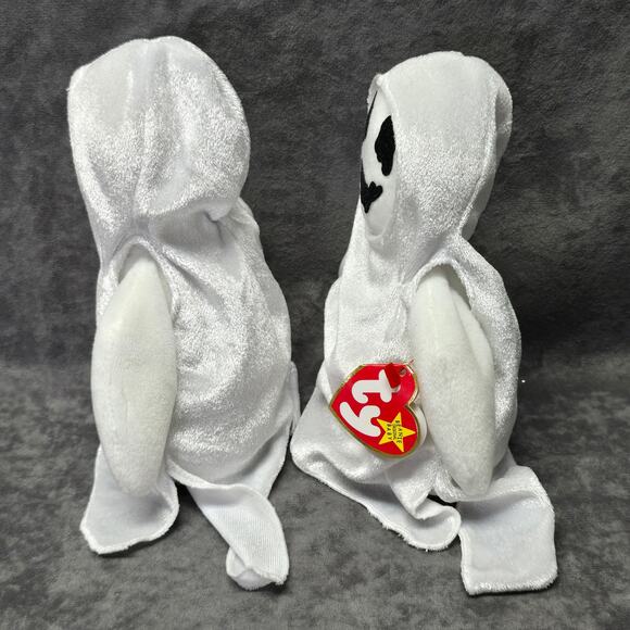 TY Beanie Babies Collection Sheets Hooded Ghost Halloween Pair Beanbag Plush - Picture 4 of 15